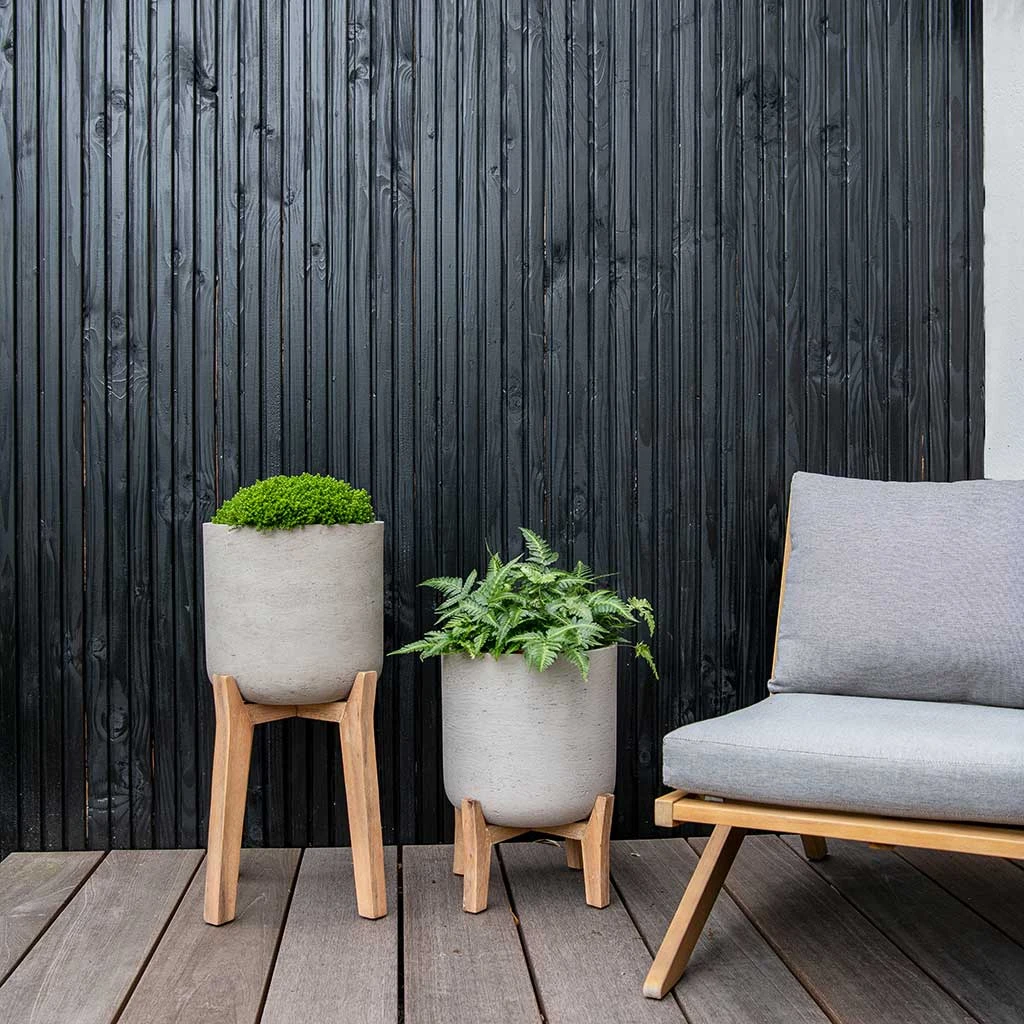 Charlie Plant Pot - Tall Stand - Grey Washed - Image 4