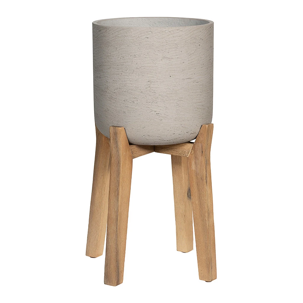 Charlie Plant Pot - Tall Stand - Grey Washed